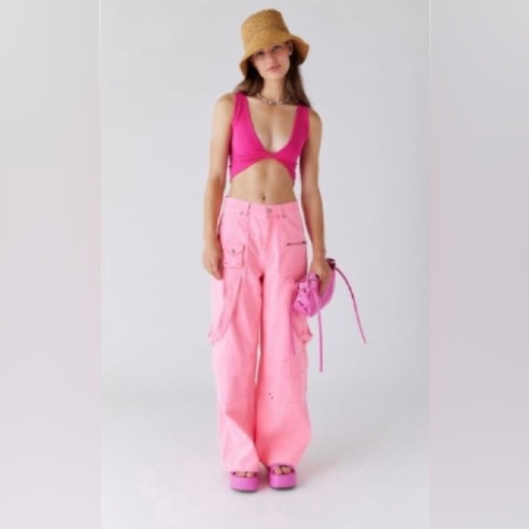 BDG Hot Pink Skater Baggy Jean - Picture 1 of 6